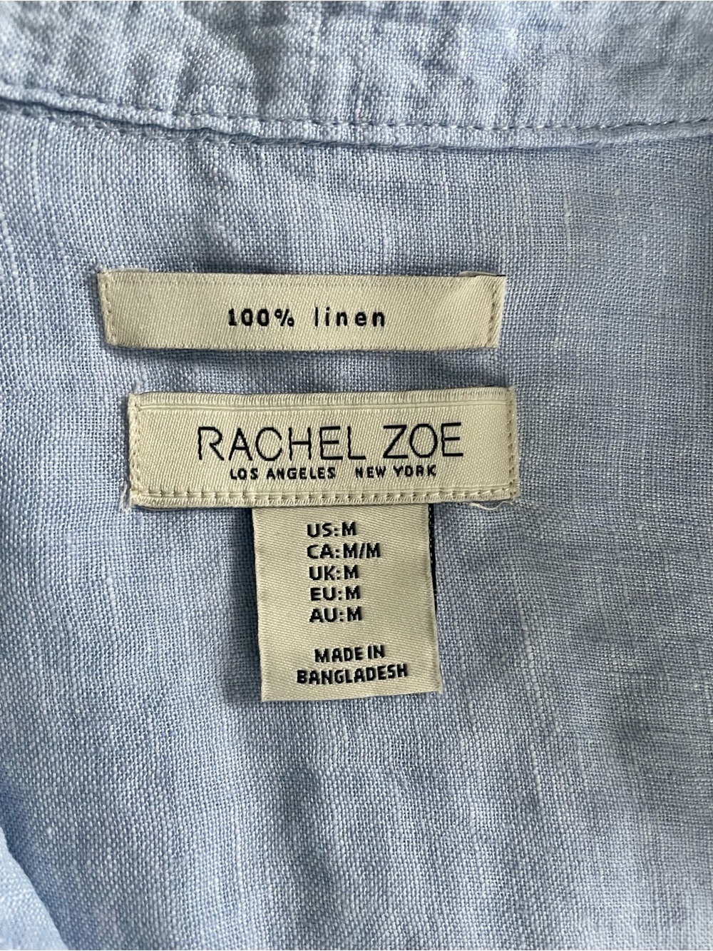 Rachel Zoe French Blue Linen Button Down Shirt - Picture 3 of 4